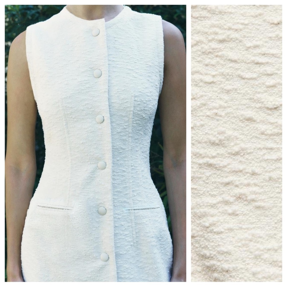 NWT. Zara ZW Collection Ecru Cotton Blend Textured Shift Midi Dress. Size M. - Picture 3 of 14